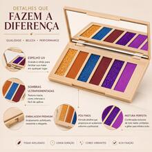 Bruna Tavares Paleta de Sombras Wish 6 Cores Alta Pigmentação Matte, Cintilante e Glitter com Espelho - Multicolorido - Visão 8