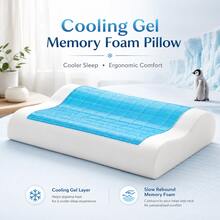 1pc Gel Memory Foam Wave Pillow, Suitable For Hot Weather Environments. Ergonomic Curved Design Pillow, Premium Memory Foam Provides Support. - 1PC - View 2