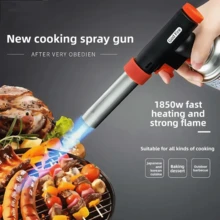 Kitchen Refillable Butane Torch Lighter, Compatible With All Long-Nozzle Butane Cans - Adjustable Flame, Suitable For Desserts/Creme Brulee/Welding/Baking/BBQ, Christmas Gift[Not Included Butane] - Black - Professional Spray Gun (Fuel Not Included) - View 2