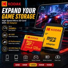 Kodak 原廠 Micro SD 記憶卡 32GB 64GB 128GB 高速 MicroSDXC TF 記憶卡附 SD 轉接卡，Class 10 U3 V30 A1 最高 100MB/S，4K 影片儲存卡，適用於智慧型手機、相機、遊戲機、運動攝影機和監控攝影機 - 紅色 - 查看 2