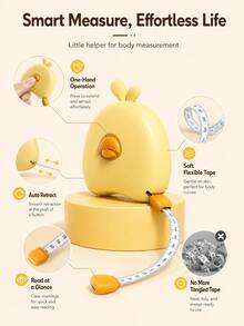 1pc Cute Portable Tape Measure, Measure Three Circumferences, Fitness Measurement For Chest And Arm, Auto-Retractable Waist Tape, Sewing Supplies - Multicolor - View 3
