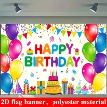 2D Flat 1PC Large Colorful Rainbow Birthday Tapestry, Indoor/Outdoor Party Banner, Birthday Decoration, Birthday Supplies, Party Decoration, Party Supplies - 1 - View 5