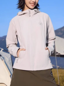 CAMEL CROWN Jaket Soft Shell Antibakteri 3A Musim Semi Baru, Jaket Olahraga Pendek Hiking Luar Ruangan Elastis Cepat Kering, Perlindungan UV - Abu ek - View 3