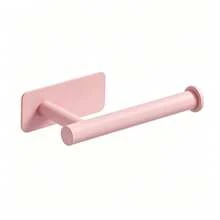 Stainless Steel Toilet Paper Holder - Self-Adhesive Wall Mount, No-Drill Installation, Bathroom Tissue Roll Dispenser With Square Base Halloween, Christmas Decorations - Pink - View 1