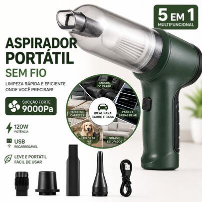 Mini Aspirador Vacuum Cleaner 3 em 1 Sem Fio Portátil Recarregável