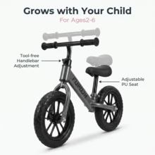 Balance Bike 2 Year Old, Toddler Balance Bike For 2-6 Year Old With Light-Up Wheels & Adjustable Height, No-Pedal Kids Bike For Balance Learning, Perfect Gift For Boys Girls As Toys & Outdoor Ride.White - Grey - View 3