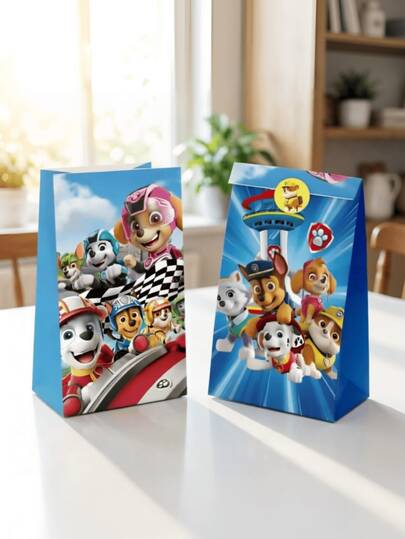 12pcs Paw Patrol Paper Gift Bags, Birthday Party Favor Bags, Packaging Paper Bags, Holiday Gifts, Party Atmosphere Decoration, Perfect Party Decoration, Home Decor Ornaments, Perfect Room Decoration, Christmas Gifts, Valentine's Day, Ideal Friend Gifts Suitable For Birthday Celebrations, Souvenirs, Women's Souvenir, Cute Aesthetic, Valentine's Day, Gifts, Decorations, Home Decor, Valentine's Gifts