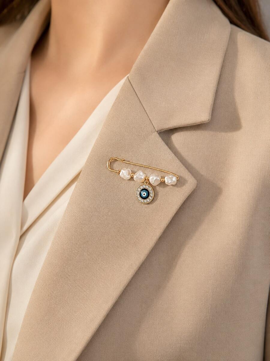 1pc Fashionable Oil Drip Eye Decor Alloy Pendant Brooch Suitable For Men And Women Daily Wear - Multicolor - View 1