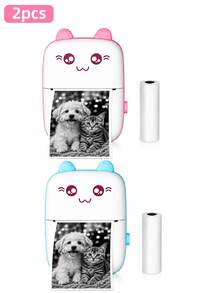 SOKANY 1 máy in nhiệt mini cầm tay, thiết kế hình mèo dễ thương, sạc qua USB, hỗ trợ in ảnh và nhãn, bao gồm cáp USB và bộ mực miễn phí, lý tưởng cho du lịch và sử dụng tại nhà, in ảnh | Máy in sạc qua USB - Nhiều màu - Xem 16