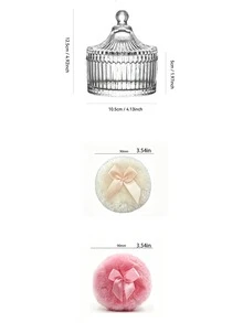 1pc Striped Glass Vanity Jar With Lid, Victorian Style Cosmetic Storage Container, Suitable For Loose Powder And Small Makeup Accessories, Elegant Bathroom Decor, Perfect Valentine's Day And Wedding Gift For Women, Wife And Girlfriend - Multicolor - View 6