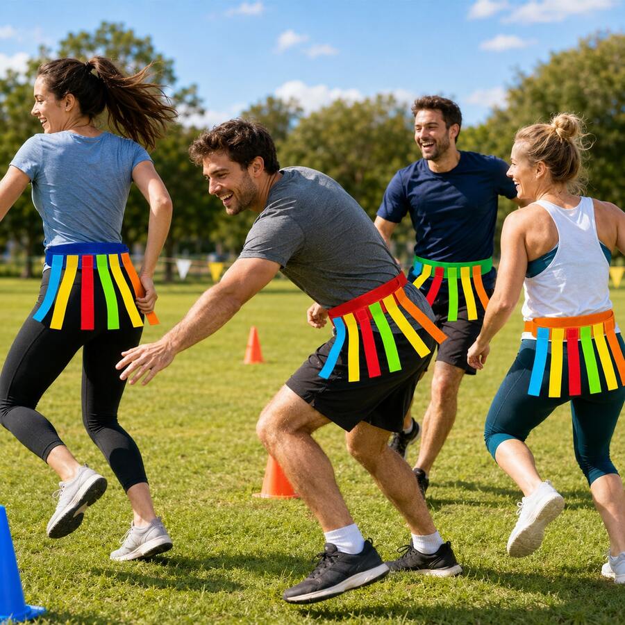 Tail Tag Game Belt, Belt With 6 Detachable Tails, Random Color, Hook And Loop Running Chase Activity Equipment, Back To School Gift, Suitable For Sports Day, Backyard Lawn, Carnival Party, Camping Picnic, Team Building, Outdoor Games, Adult Group Competition - One Size Fits All - View 1