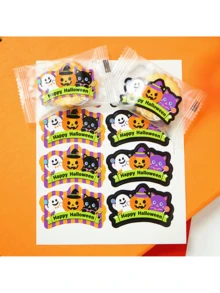 40/80pcs Halloween Pumpkin Ghost Stickers Labels Self-Adhesive For Envelope Sealing, Party Gift Decoration, Halloween Trick Or Treat, School Party - Multicolor - View 5