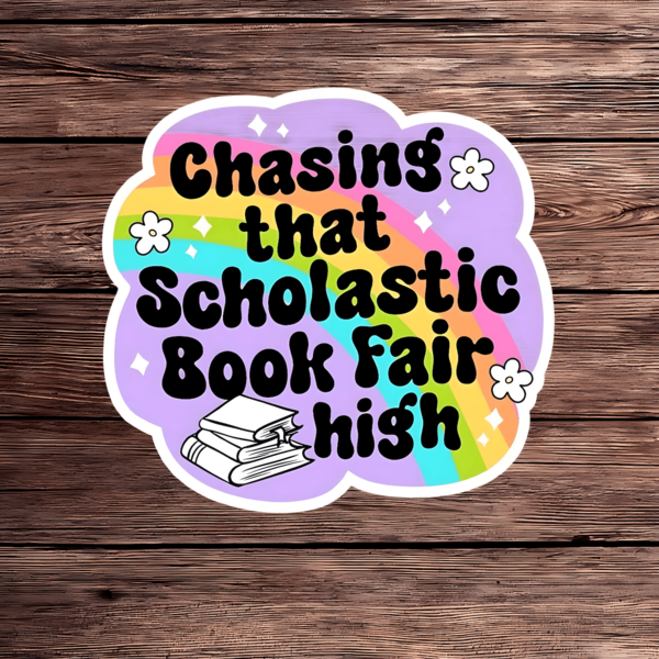 3/7Pcs Chasing That Scholastic Book Fair High Rainbow Book Stickers, Waterproof Self-Adhesive PVC Cute Pastel Decals, Decor For Car Tumbler Laptop Water Bottle, Gift For Teachers Book Lovers School Kids Bibliophiles