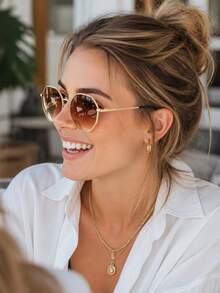 2 Pairs Vintage Full Frame Geometric Polygon Metal Frame Fashion Glasses For Women, Travel Street Style Cross-Border Sun Protection - Multicolor - View 6