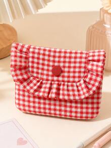 Cute Plaid Camera Bag CCD Storage Pouch Canvas Camera Case Mini Square Makeup Bag Camera Dust-Proof Storage Bag Camera Storage Pouch Women's Lipstick Sanitary Napkin Storage Bag Wallet Coin Purse Card Holder Small Makeup Zipper Bag - Multicolor - View 11