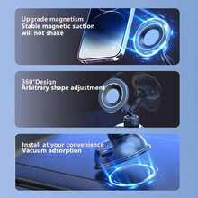 TAFDIUR Magnetic Adjustable Car Phone Holder With Large Suction Cup - Multi-Angle Stable Fixation, Includes 1 Metal Ring, ABS Material, Universal Car Phone Holder, Compatible With All Phones, Universal Suction Cup Mount, Dashboard/Wall Mount Dual-Use Design, Multi-Angle Adjustment Ensures Phone Navigation, Practical Car Accessory, Stylish Car Decoration - Multicolor - View 6