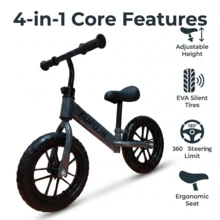 Balance Bike 2 Year Old, Toddler Balance Bike For 2-6 Year Old With Light-Up Wheels & Adjustable Height, No-Pedal Kids Bike For Balance Learning, Perfect Gift For Boys Girls As Toys & Outdoor Ride.White - Grey - View 2
