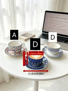 1 Set Boho-Keramik-Kaffeetasse und Untertasse, italienische Espresso-Luxustasse, geeignet für Zuhause, Küche, Café, Tischdekoration und als Geschenk. Perfekt für Home-Café-Ästhetik, minimalistisches Trinkgeschirr, geeignet für Nachmittagstee, italienische Kaffeetasse, Muttertagsgeschenk, Abschlussgeschenk, Sommer-Küchenessentials - Verschiedenfarbig - Übersicht 4