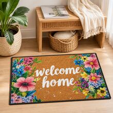 1pc Pastoral Floral WELCOME HOME Printed Doormat - Suitable For Home Entryway, Bathroom, Kitchen, Bedroom Decor, Can Be Used As Bedside Mat, Door Mat, Holiday Gift - Black - View 9