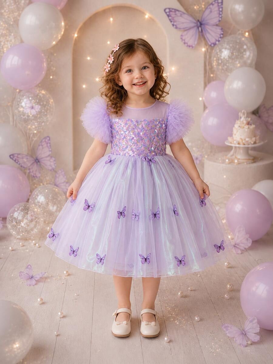 Young Girls Partywear - Purple - View 1