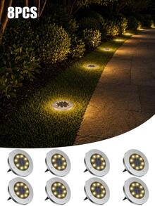 4/8pcs 8 LED Solar Ground Lights, IP65 Waterproof Solar Disc Lights, Auto On/Off Embedded Pathway Lights, Suitable For Garden, Yard, Walkway, Patio And Lawn Decoration Outdoor Landscape Lighting - 8LED - View 10