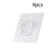 6 piezas de ganchos adhesivos con forma de anillo, soportes para barras de cortina montados en la pared, sin necesidad de perforar, adecuados para colgar gel de ducha, estantes de almacenamiento de cocina y baño - transparente - Ver 15