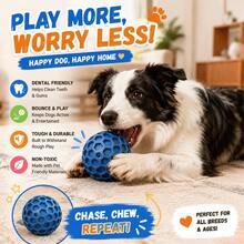 1 pieza Juguete de pelota chillona resistente y duradera para perros, disponible en 2 tamaños, hecho de goma súper resistente, juguete interactivo grande con mecanismo de chillido único y función de alimentación - Azul - Ver 2