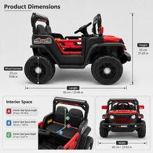 BTYOGR Electric Off‑Road Ride‑On Car For Kids, 2.4G Parental Remote Control, Built‑In Music Player, 4‑Wheel Suspension System, 12V Dual‑Motor Kids Ride‑On Toy For Children Aged 3‑8 - Red - View 5