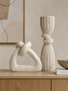1pc Abstract Knot Sculpture Decor, Cream Spotted Modern Desktop Ornament, Suitable For Living Room, Bedroom, Office Bookshelf And Home Decoration Gift - 1PC - View 1