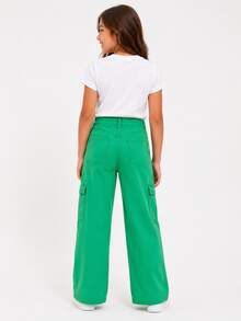 Youth Wide Leg Cargo Pants - Mint Green - View 2