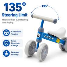 Balance Bike 1 Year Old – 4-Wheel Toddler Bike With Light-Up Wheels & Stable Steel Frame, Fun Toddler Outdoor Toys For Indoor Outdoor Play, Perfect As 1 Year Old Boy Gifts, Baby Toys 1 Year Old & 1st Birthday Girl Gifts.Blue - Blue - View 4