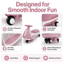 12V Electric Ride On Wiggle Car For Kids 3-8, 2-In-1 Electric & Manual Riding Toy With Bluetooth Music, LED Wheels & Early Education, Rechargeable Outdoor Ride On Toys For Boys Girls, Ideal Toddler Electric Ride On Toys & Kids Motorized Car. Pink - Pink - View 3