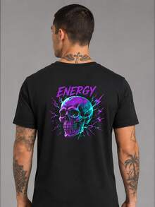 Camiseta Casual Energy Camisa T-Shirt Blusa Unissex Masculino Feminino 100% Algodão Top Premium Streetwear Lançamento Envio Imediato Varias Cores!! Plus Size - Preto - Visão 1