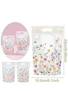 1/5/10/15/25pcs Spring Floral Pattern Stand-Up Bags, Convenient Bags, Snack Bags, Gender Reveal Party Decor, Birthday Party Decor, Candy Bags, Floral Party Decor, Gift Packaging Bags, Upright Bags, Spring Party Decor, Gift Supplies - Multicolor - View 9