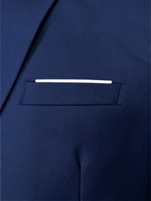 男士兩件式西裝套裝，海軍藍單排扣西裝外套 + 黑色直筒西裝長褲，修身正式西裝，適合婚禮、商務、派對 - 彩色 - 查看 6