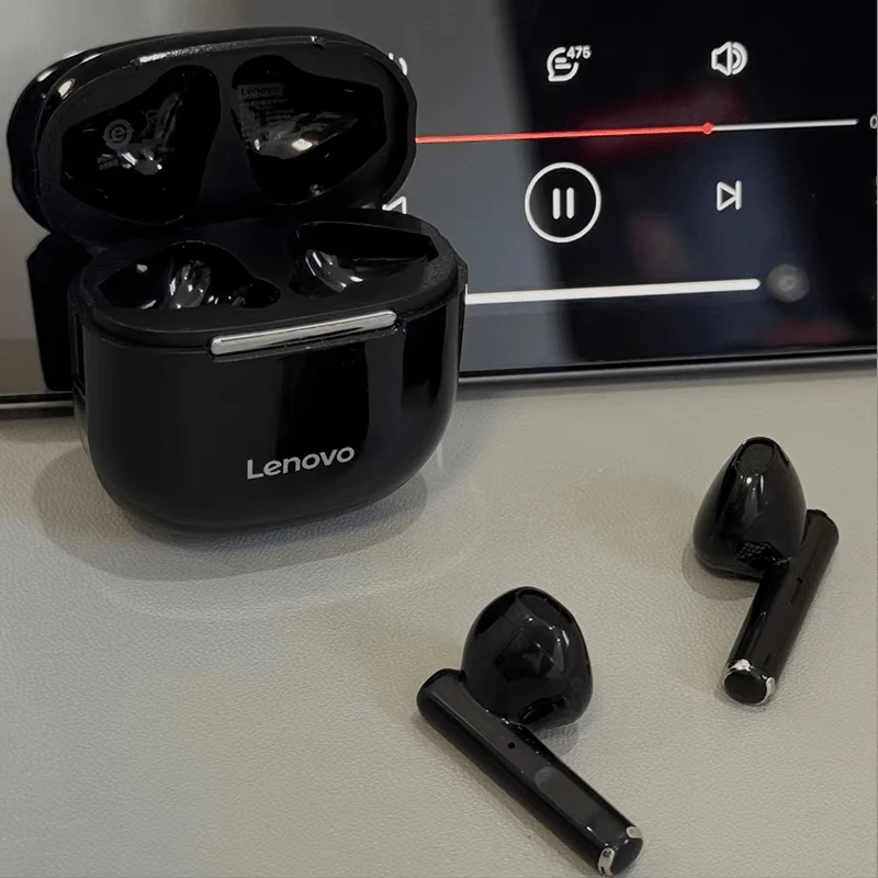 Lenovo 联想 TC3301 真无线蓝牙耳机，半入耳式，适用于音乐、运动、游戏和电子竞技，蓝牙 5.3，兼容 Apple、华为和 OPPO（黑色和白色） - 黑色 - 查看 1