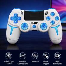 GAMINJA P412 Wireless Controller, Compatible With P4/P4 Slim/P4 Pro/PC, RGB Multi-Mode Lighting Effects, Dual Vibration, Speaker, Six-Axis Gyroscope, Headphone Jack, Touchpad And LED Light Panel, Light Strip - View 4