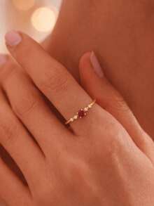 925 Silver Micro Inlaid Ruby Ring , Lightweight Luxury Elegant Classic Jewelry , For Women - Burgundy - View 2
