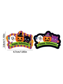 40/80pcs Halloween Pumpkin Ghost Stickers Labels Self-Adhesive For Envelope Sealing, Party Gift Decoration, Halloween Trick Or Treat, School Party - Multicolor - View 2