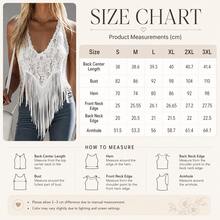 Women's Boho White Lace Fringe Halter Top, Sexy Deep V Sheer Lace, Sleeveless Fringe Hem,  Outfit For Summer, Beach, Music Festival & Night Out - 黑色 - 查看 11