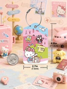 SANRIO 1個/2個可愛卡通旅行行李吊牌，便攜式行李箱識別吊牌附金屬環，Kawaii包包掛飾，適用於背包、行李箱及日常旅行 - 彩色 - 查看 6