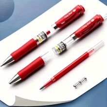 22支大容量紅色圓珠筆，專為教師與教育工作者設計－0.5mm快乾順滑軟握感設計，適用於教師紅筆批改與辦公用品，紅色墨水/大容量中性筆，人體工學筆身設計，完美適合筆記與書寫，理想的辦公與學習用品，生日、聖誕節、萬聖節、情人節、新年、朋友禮物與復活節禮物！ - 22pcs/Set - 查看 2