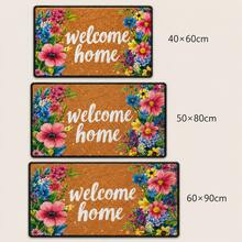 1pc Pastoral Floral WELCOME HOME Printed Doormat - Suitable For Home Entryway, Bathroom, Kitchen, Bedroom Decor, Can Be Used As Bedside Mat, Door Mat, Holiday Gift - Black - View 8