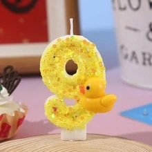 3D Mini Yellow Duck Theme Candles, Cake Decor, 0-9 Number Candles, Cake Toppers, Birthday Party Cake Decorations 0-1-2-3-4-5-6-7-8-9 - Style a - View 24
