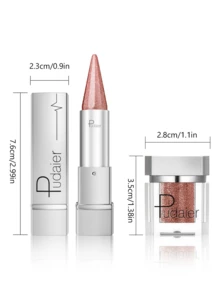 Pudaier Metal Pointed Lipstick & Glitter Sequins Set - Precise Lip Contouring, Smooth Application, Create Charming Lip Makeup, Suitable For Daily And Party Looks, Ideal Gift For Women - 21+709 - View 8