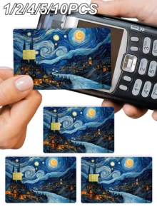 1/2/4/5/10入 星空主題信用卡貼紙 隱私保護卡片貼膜 油畫風裝飾生日禮物 PVC材質 防指紋防刮耐磨卡套 適用男女款 小晶片卡 銀行卡 信用卡 交通卡 學生校園卡 個性化DIY - 彩色 - 查看 1