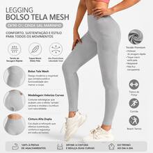 Legging Bolso Tela Academia - Cinza - Visão 4