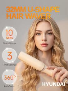 4-Heat Setting Deep V Automatic Curling Iron, 32mm Rotating Barrel For Long-Lasting Waves & Curls, Anti-Scald Design, Suitable As Holiday Gift For Women/Girlfriend - View 1
