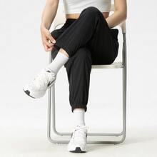 Nike Dri-Fit One Moisture-Wicking High-Waisted Athletic Casual Woven Pants (Women's) - Black - View 4