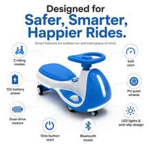 12V Electric Ride On Wiggle Car For Kids 3-8, 2-In-1 Electric & Manual Riding Toy With Bluetooth Music, LED Wheels & Early Education, Rechargeable Outdoor Ride On Toys For Boys Girls, Ideal Toddler Electric Ride On Toys & Kids Motorized Car.Blue - Blue - View 6